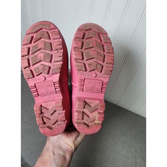 Polo Ralph Lauren Kids Rain Boots Size 13 Pink Steel Shank Preppy Gorpcore - Picture 4 of 9